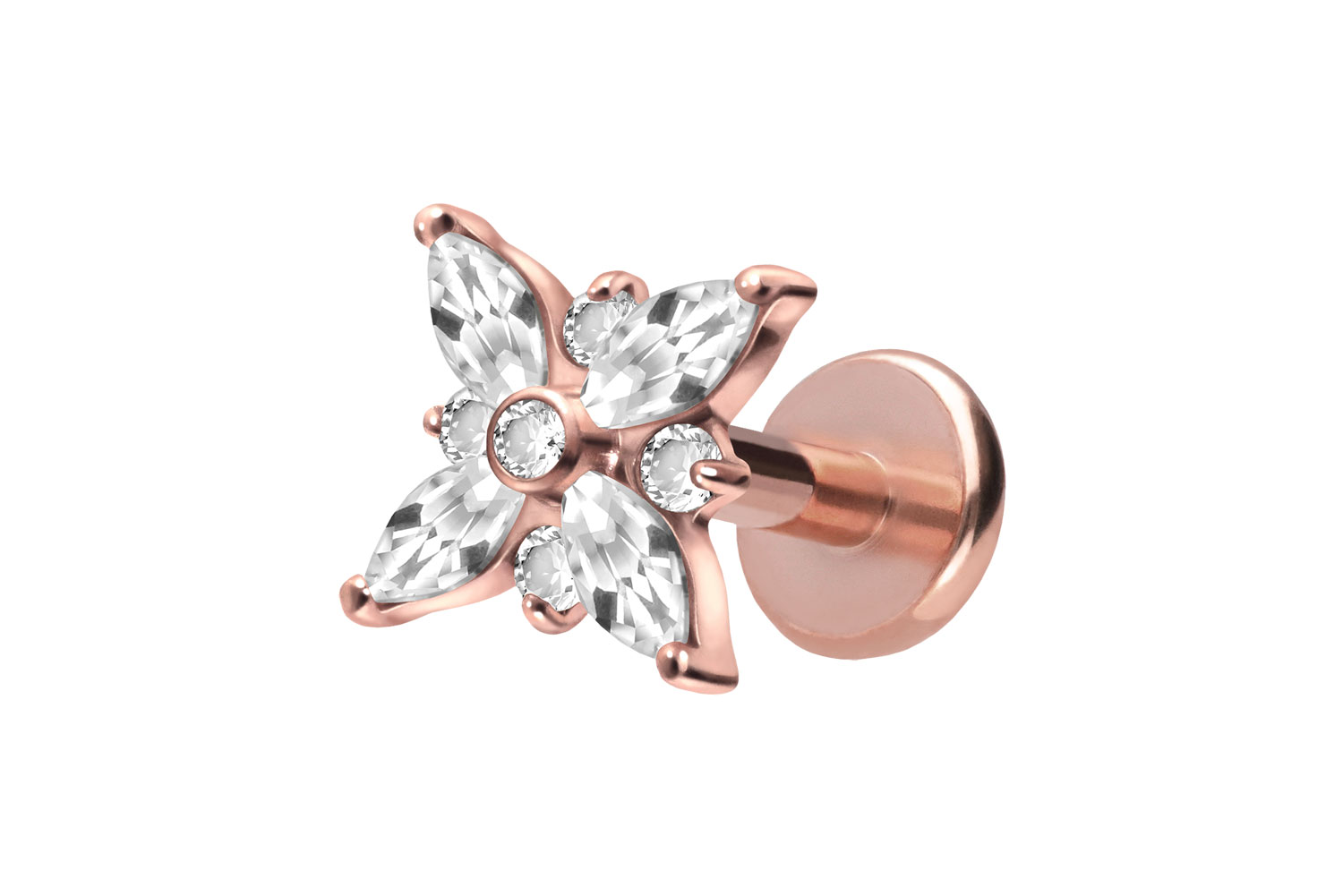 Titan Labret Piercing mit Push Fit KRISTALLSTERN